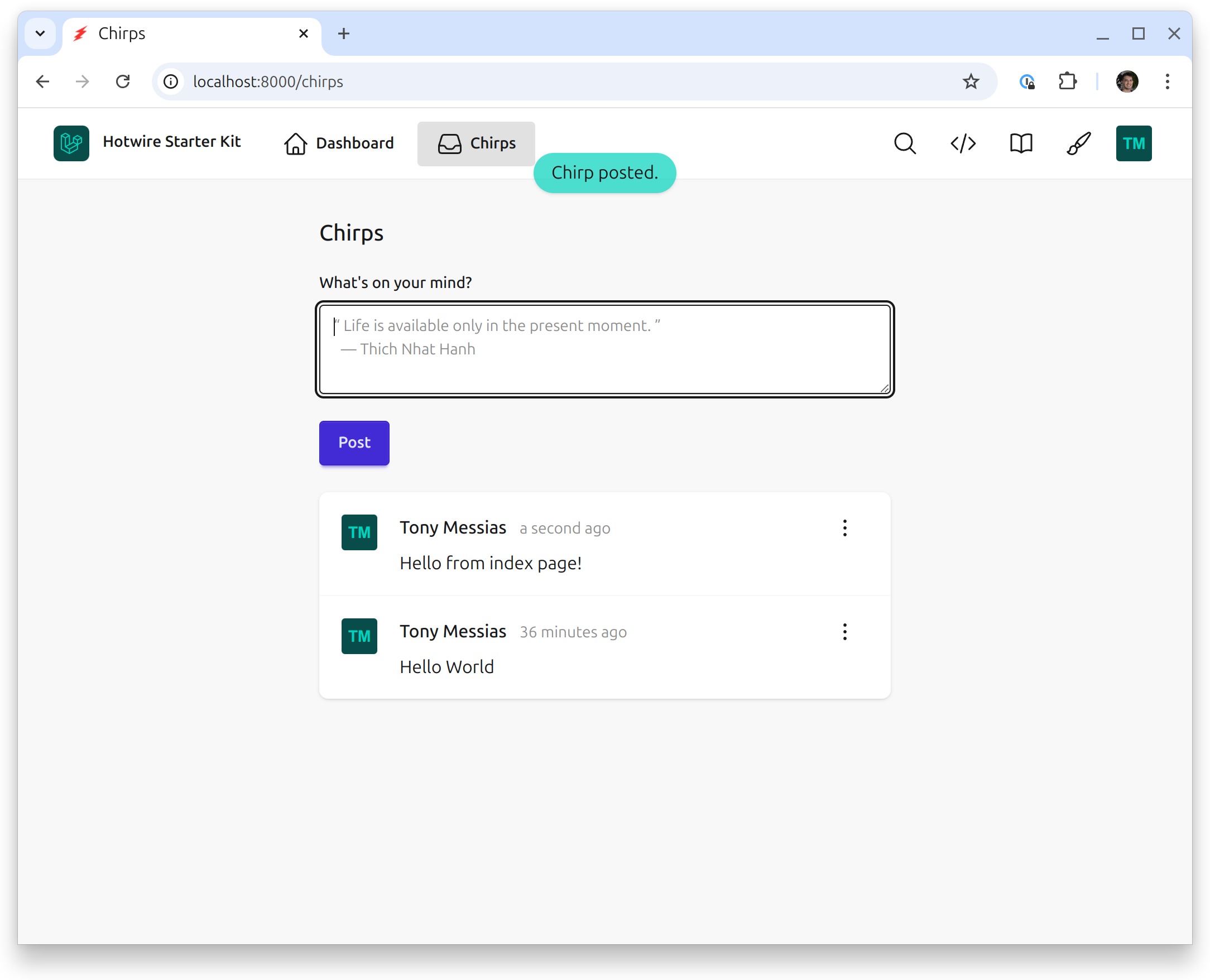 Hotwiring Chirps Creation