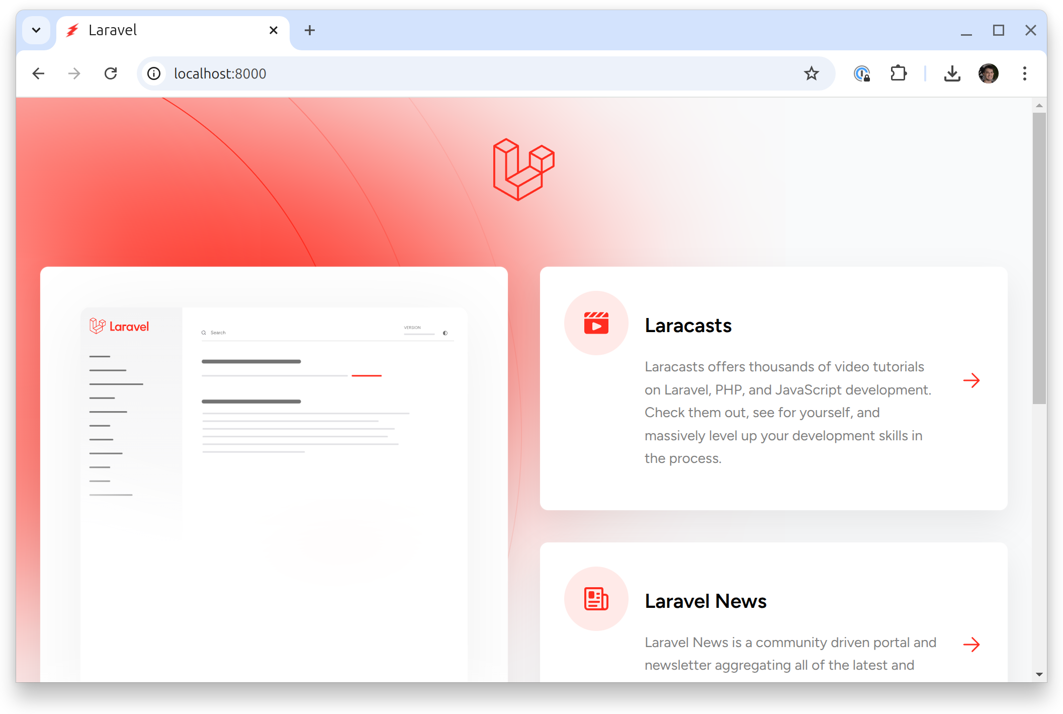 Laravel Welcome page