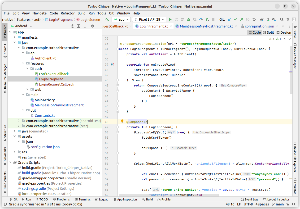 Login Screen project structure